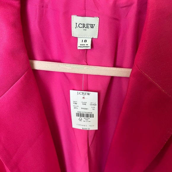 NWT J Crew Double Breasted Button Blazer with Pockets, Barbie Pink, 18 - Picture 2 of 6